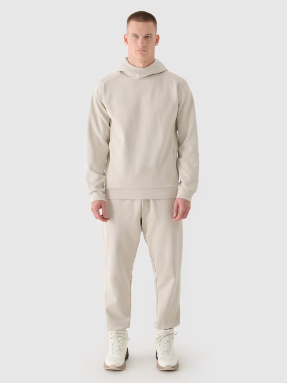 Męska bluza nierozpinana z kapturem 4F 4FRAW24TSWSM2050 - beżowa