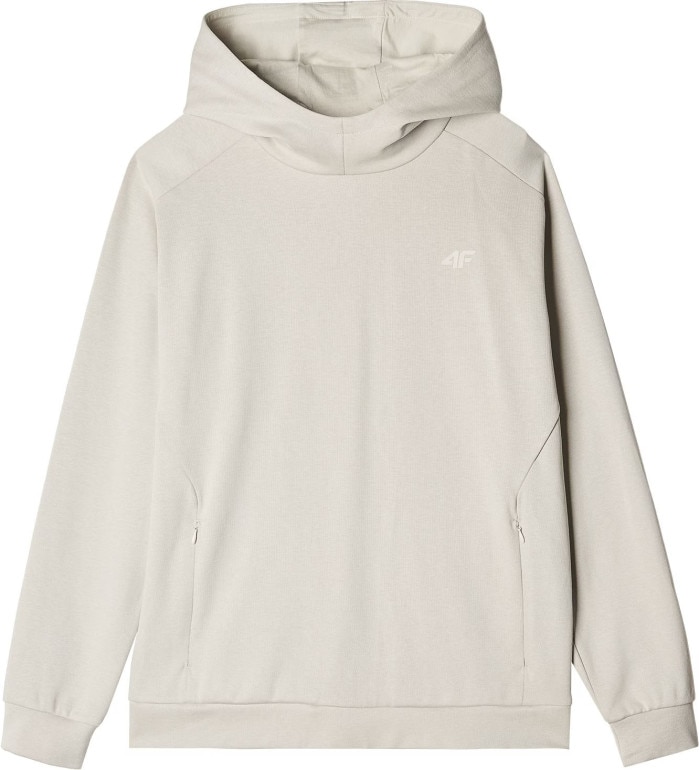 Męska bluza nierozpinana z kapturem 4F 4FRAW24TSWSM2050 - beżowa