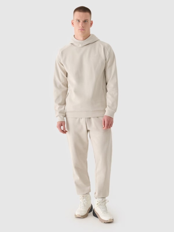 Męska bluza nierozpinana z kapturem 4F 4FRAW24TSWSM2050 - beżowa