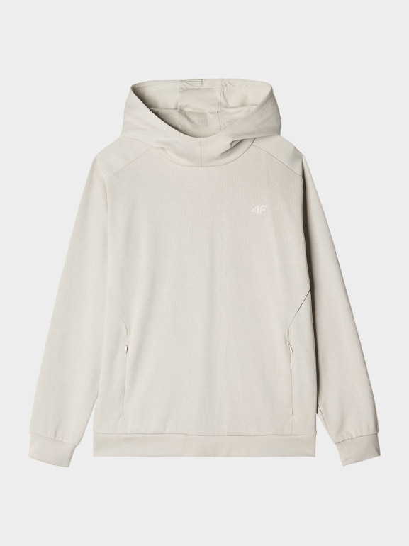 Męska bluza nierozpinana z kapturem 4F 4FRAW24TSWSM2050 - beżowa