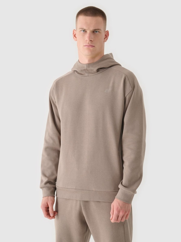 Męska bluza nierozpinana z kapturem 4F 4FRAW24TSWSM2050 - brązowa