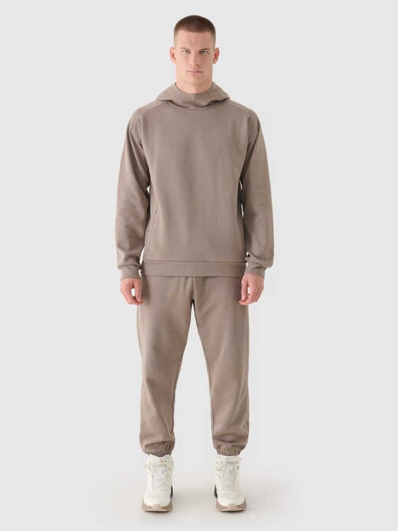 Męska bluza nierozpinana z kapturem 4F 4FRAW24TSWSM2050 - brązowa