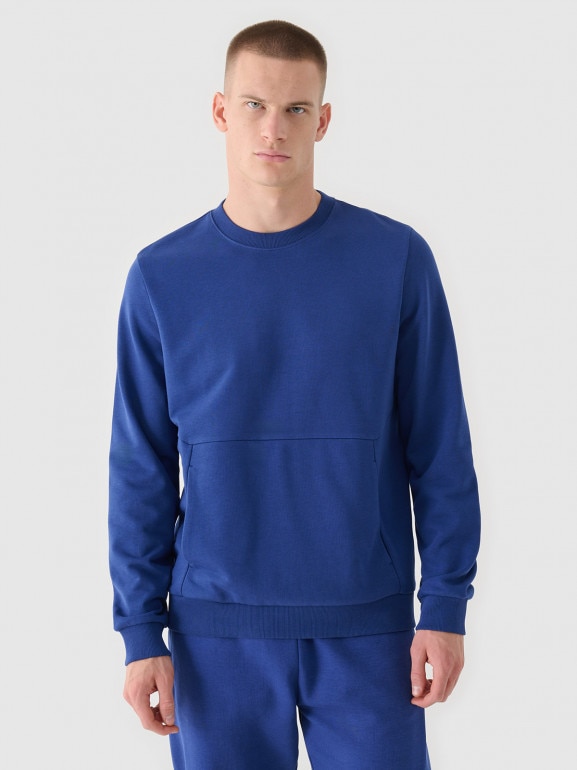 Męska bluza dresowa nierozpinana bez kaptura 4F 4FRAW24TSWSM2051 - niebieska 