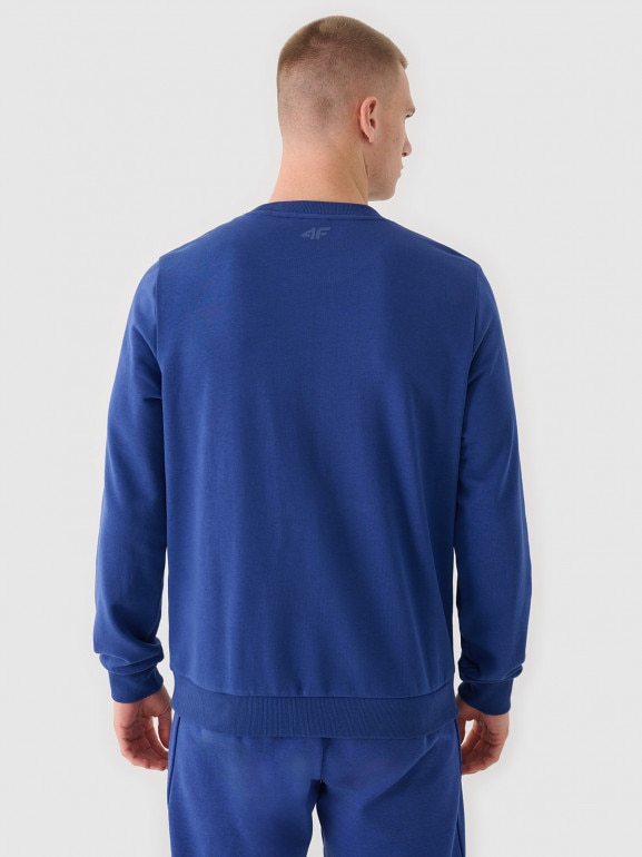 Męska bluza dresowa nierozpinana bez kaptura 4F 4FRAW24TSWSM2051 - niebieska 