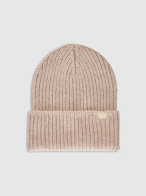 Damska czapka zimowa 4F 4FRAW25ACAPF0801 - beżowa