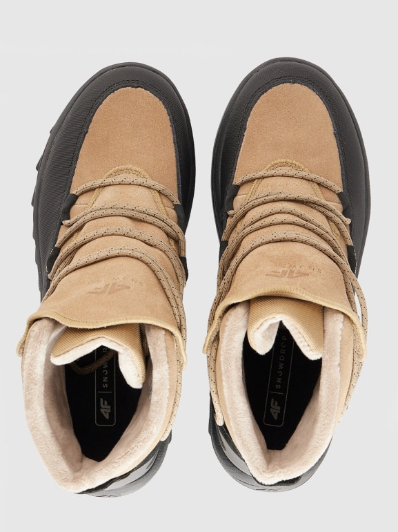 Damskie buty zimowe śniegowce SNOWDROP 4F 4FRAW25FSBSF042 - beżowe