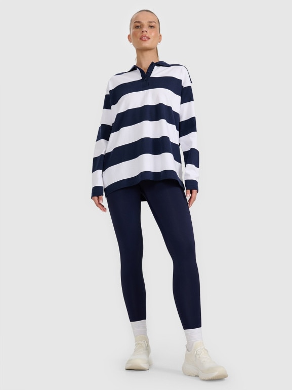 Damski longsleeve w paski 4F 4FRAW25TLONF604 - granatowy