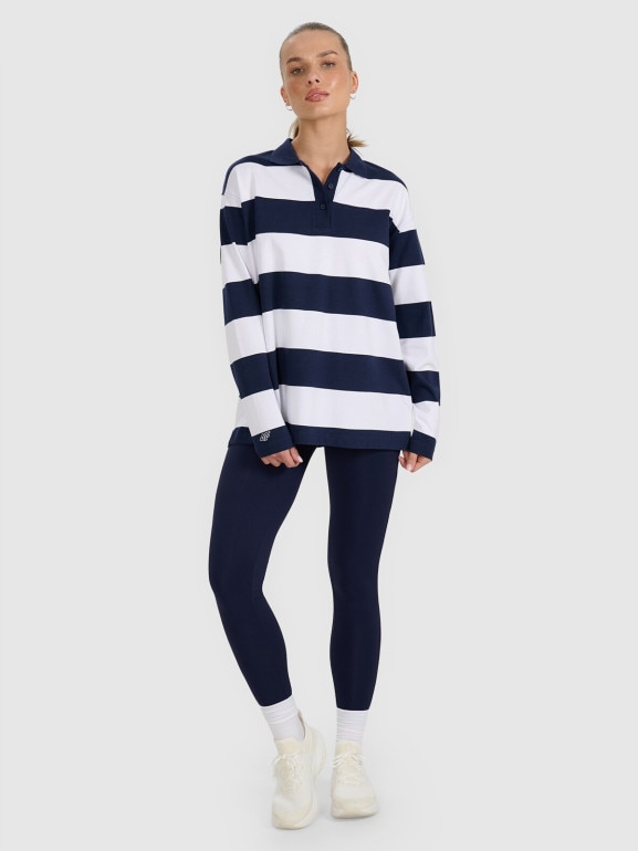 Damski longsleeve w paski 4F 4FRAW25TLONF604 - granatowy