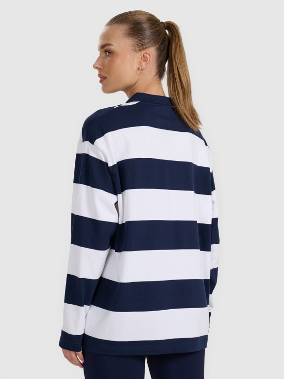 Damski longsleeve w paski 4F 4FRAW25TLONF604 - granatowy