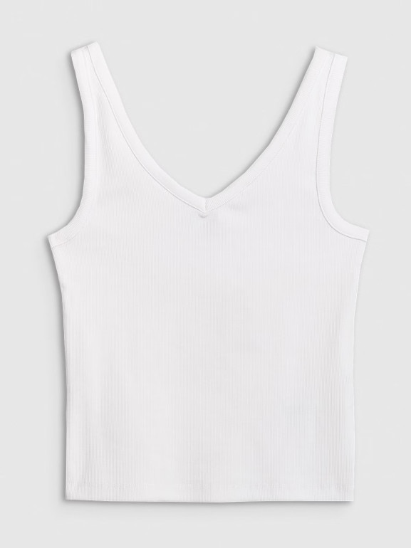 Damski top z prążkowanej dzianiny 4F 4FRAW25TSLEF289 - biały