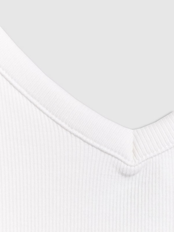 Damski top z prążkowanej dzianiny 4F 4FRAW25TSLEF289 - biały