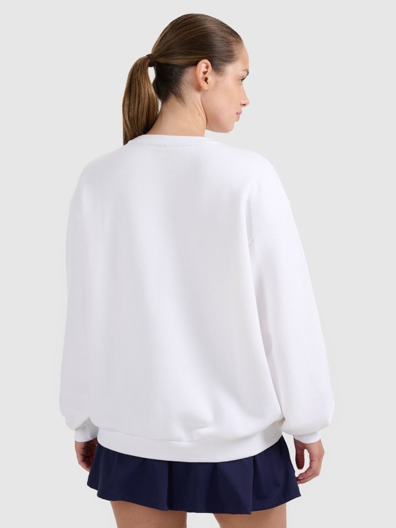 Damska bluza nierozpinana bez kaptura 4F 4FRAW25TSWSF2461 - biała