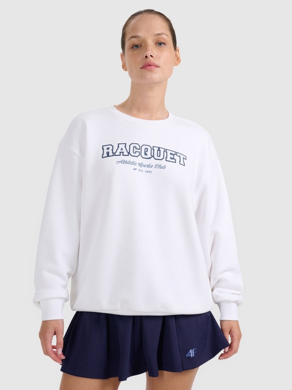 Damska bluza nierozpinana bez kaptura 4F 4FRAW25TSWSF2461 - biała