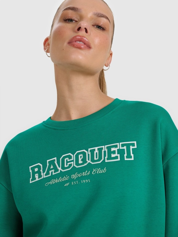 Damska bluza nierozpinana bez kaptura 4F 4FRAW25TSWSF2461 - zielona