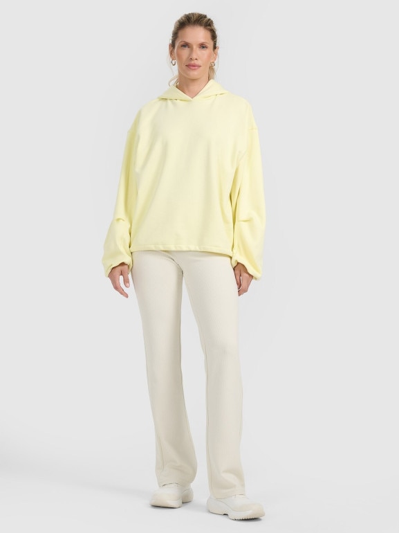 Damska bluza nierozpinana z kapturem 4F 4FRAW25TSWSF2462 - żółta