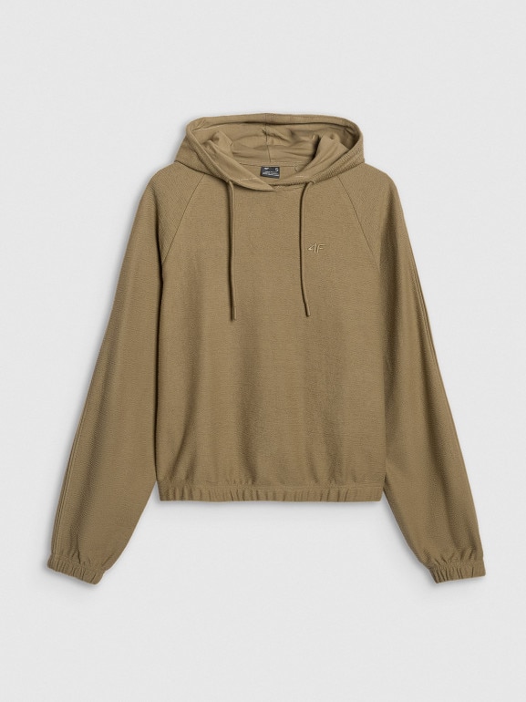 Damska bluza nierozpinana z kapturem 4F 4FRAW25TSWSF2544 - brązowa