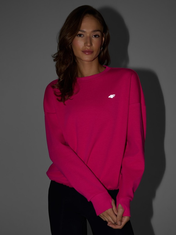 Damska bluza nierozpinana bez kaptura 4F 4FRAW25TSWSF2590 - różowa
