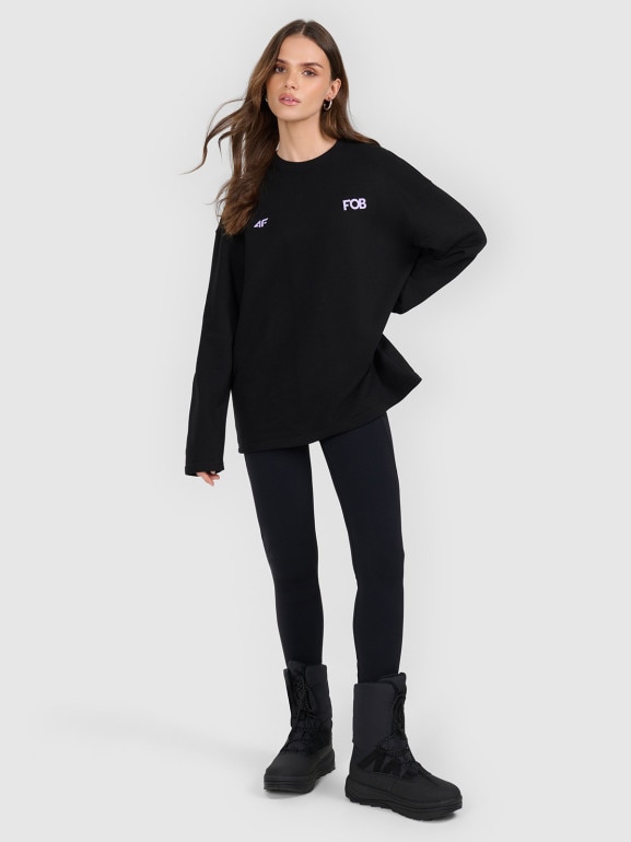 Damska bluza nierozpinana bez kaptura 4F 4FRAW25TSWSF2900 - czarna
