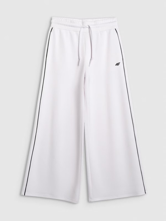 Damskie spodnie dresowe 4F 4FRAW25TTROF1577 - białe