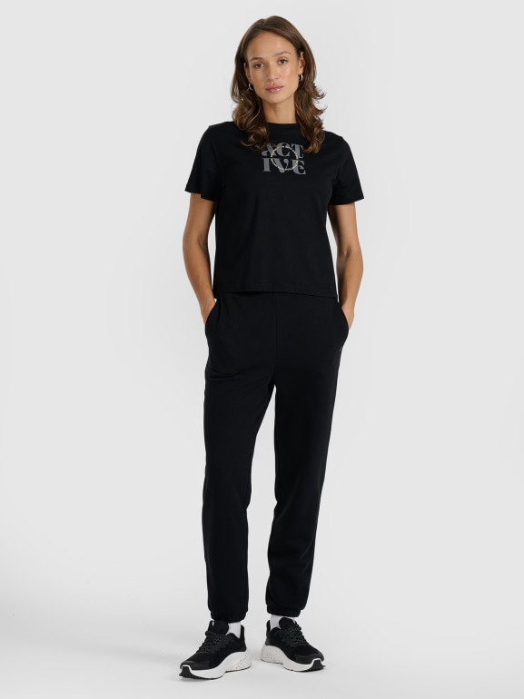 Damskie spodnie dresowe joggery 4F 4FRAW25TTROF1613 - czarne