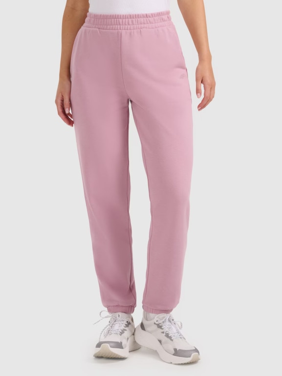 Damskie spodnie dresowe joggery 4F 4FRAW25TTROF1613 - różowe