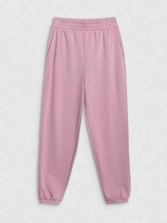 Damskie spodnie dresowe joggery 4F 4FRAW25TTROF1613 - różowe