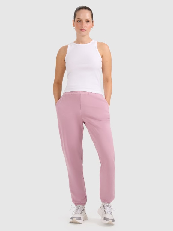 Damskie spodnie dresowe joggery 4F 4FRAW25TTROF1613 - różowe