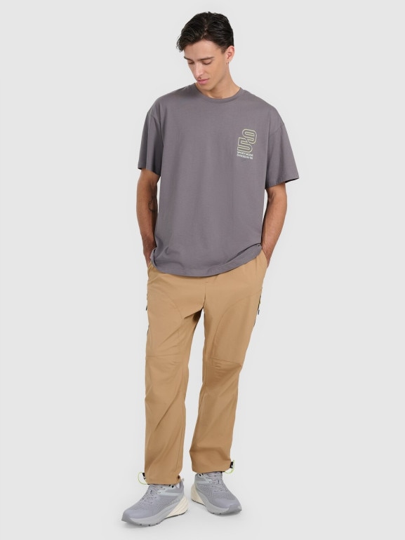 Męski t-shirt z nadrukiem 4F 4FRAW25TTSHM3220 - szary