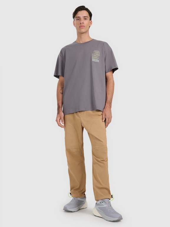 Męski t-shirt z nadrukiem 4F 4FRAW25TTSHM3220 - szary