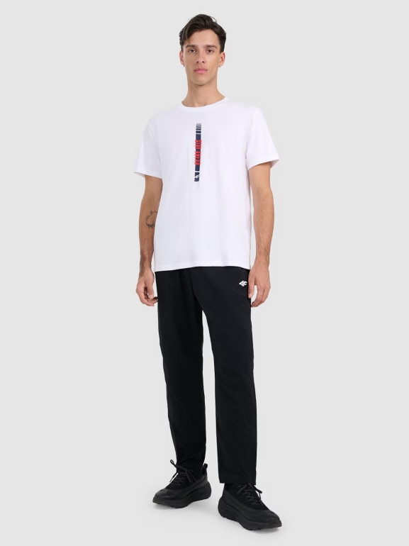 Męsksi t-shirt z nadrukiem 4F 4FRAW25TTSHM3225 - biały
