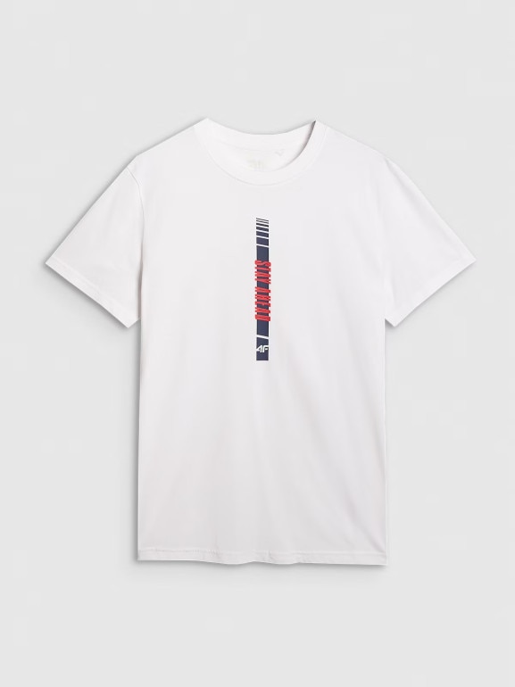Męsksi t-shirt z nadrukiem 4F 4FRAW25TTSHM3225 - biały