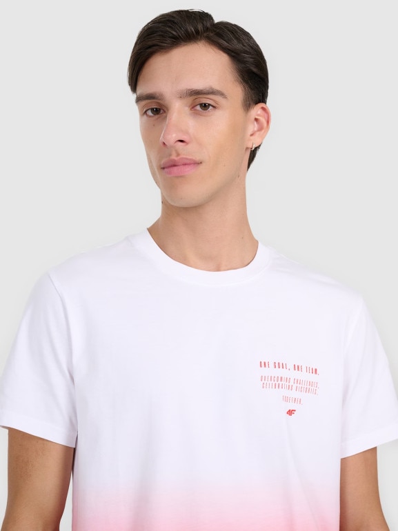 Męski t-shirt z nadrukiem 4F 4FRAW25TTSHM3226 - czerwony