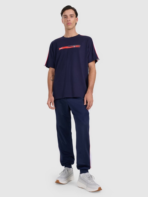 Męski t-shirt oversize z nadrukiem 4F 4FRAW25TTSHM3227 - granatowy