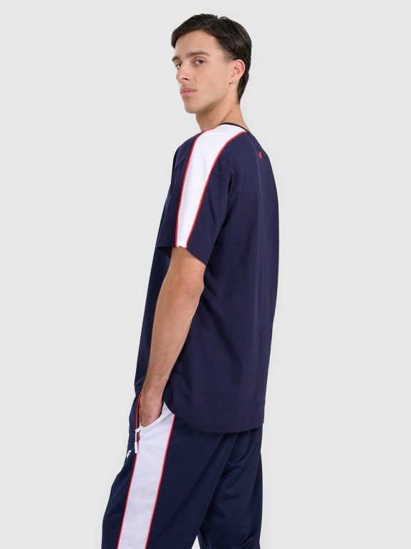 Męski t-shirt oversize z nadrukiem 4F 4FRAW25TTSHM3227 - granatowy