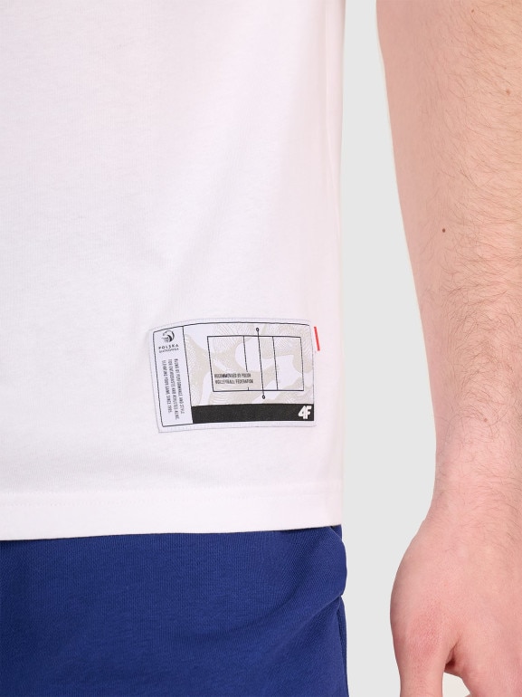 Męski t-shirt z nadrukiem 4F 4FRAW25TTSHM3235 - biały