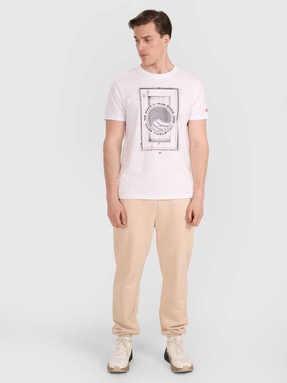 Męski t-shirt z nadrukiem 4F 4FRAW25TTSHM3236 - biały