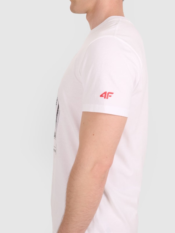 Męski t-shirt z nadrukiem 4F 4FRAW25TTSHM3236 - biały