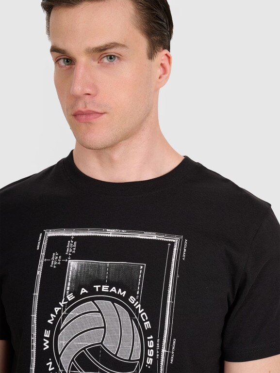 Męski t-shirt z nadrukiem 4F 4FRAW25TTSHM3236 - czarny