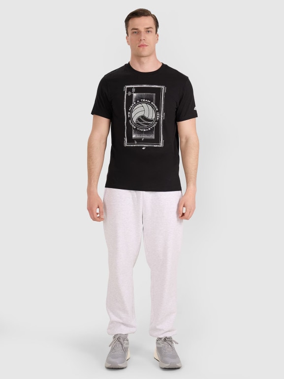 Męski t-shirt z nadrukiem 4F 4FRAW25TTSHM3236 - czarny