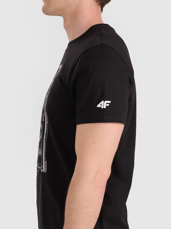 Męski t-shirt z nadrukiem 4F 4FRAW25TTSHM3236 - czarny
