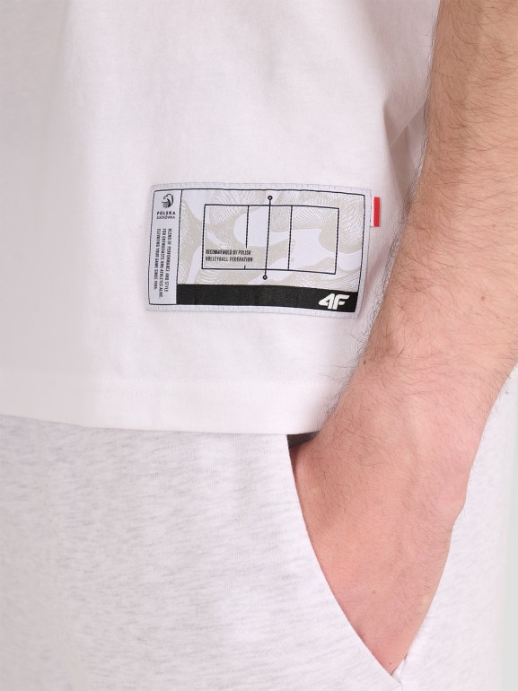 Męski t-shirt z nadrukiem 4F 4FRAW25TTSHM3237 - biały