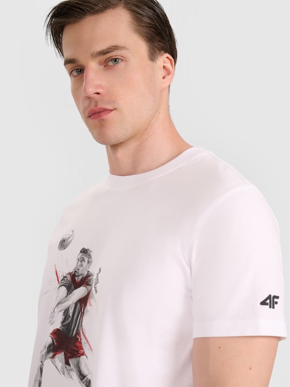 Męski t-shirt z nadrukiem 4F 4FRAW25TTSHM3237 - biały