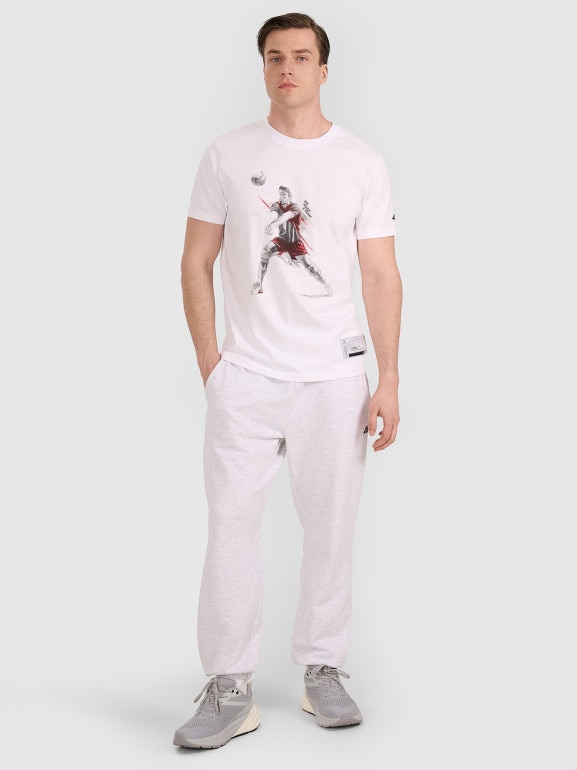 Męski t-shirt z nadrukiem 4F 4FRAW25TTSHM3237 - biały