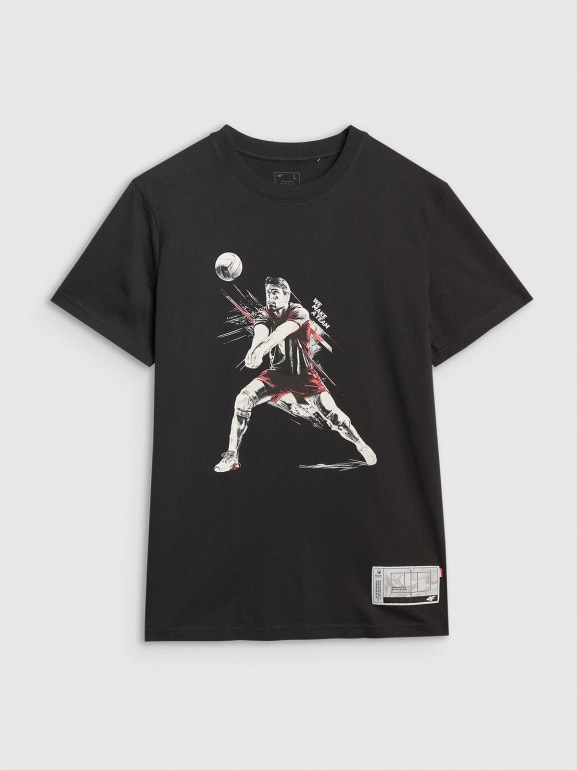 Męski t-shirt z nadrukiem 4F 4FRAW25TTSHM3237 - czarny