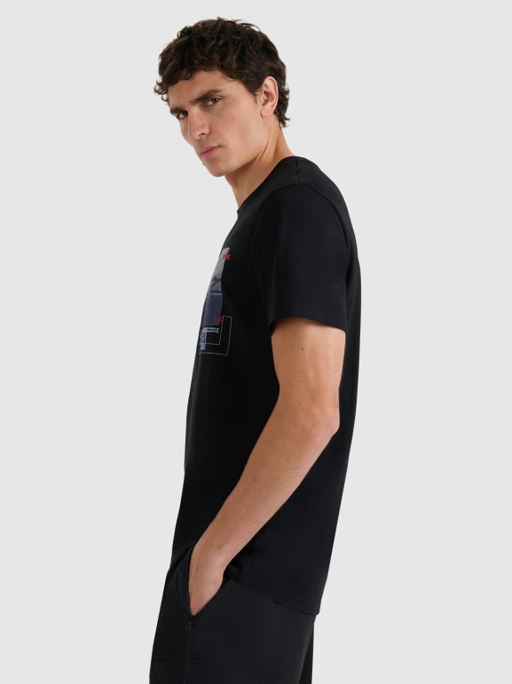 Męski t-shirt z nadrukiem 4F 4FRAW25TTSHM3256 - czarny