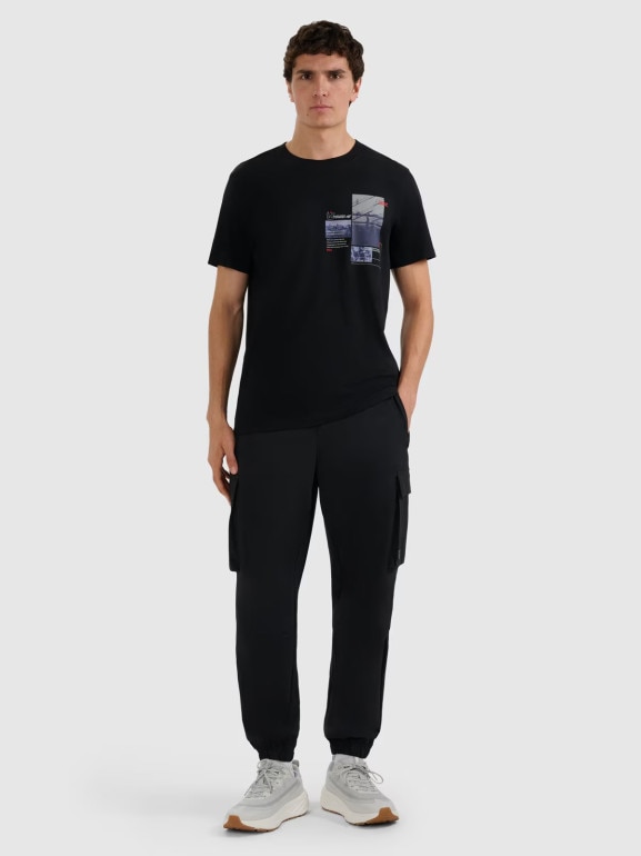 Męski t-shirt z nadrukiem 4F 4FRAW25TTSHM3256 - czarny