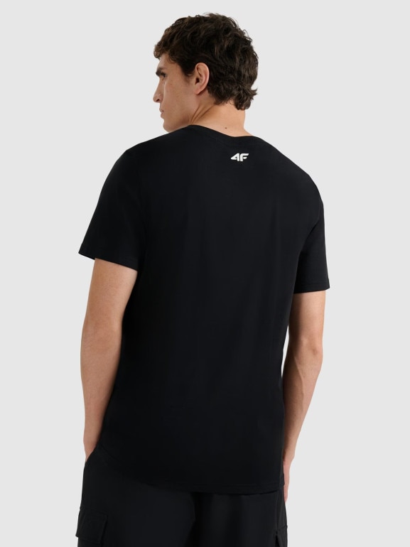 Męski t-shirt z nadrukiem 4F 4FRAW25TTSHM3256 - czarny
