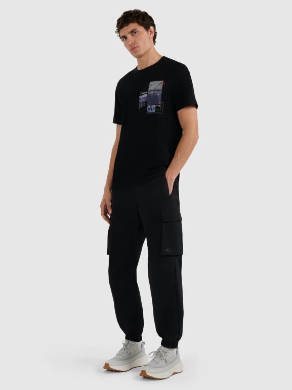 Męski t-shirt z nadrukiem 4F 4FRAW25TTSHM3256 - czarny
