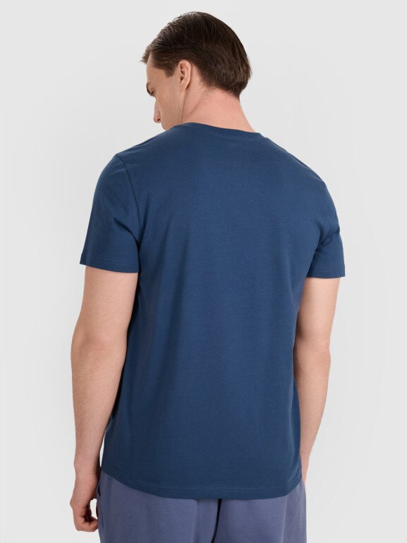 Męski t-shirt z nadrukiem 4F 4FRAW25TTSHM3298 - turkusowy