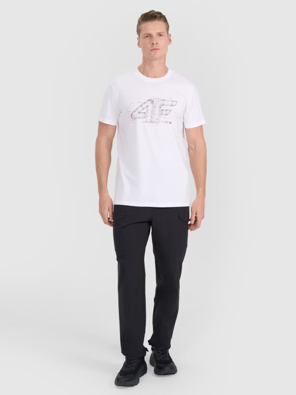Męski t-shirt z nadrukiem 4F 4FRAW25TTSHM3311 - biały